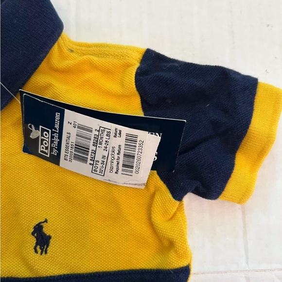 NWT POLO RALPH LAUREN BOY POLO SHIRT- SIZE 9M STRIPED YELLOW / NAVY - Picture 4 of 6